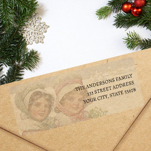 Vintage Merry Christmas Winter Snow Scene Return Address Label