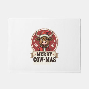 Vintage Merry Cow-Mas Highland Cow Christmas Carto Doormat