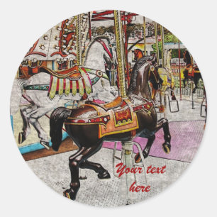 vintage merry-go-round horse classic round sticker