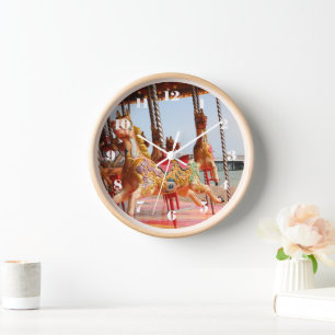 Vintage merry go round, horses on carousel clock