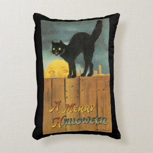 Vintage Merry Halloween Cat by Ellen Clapsaddle Decorative Cushion