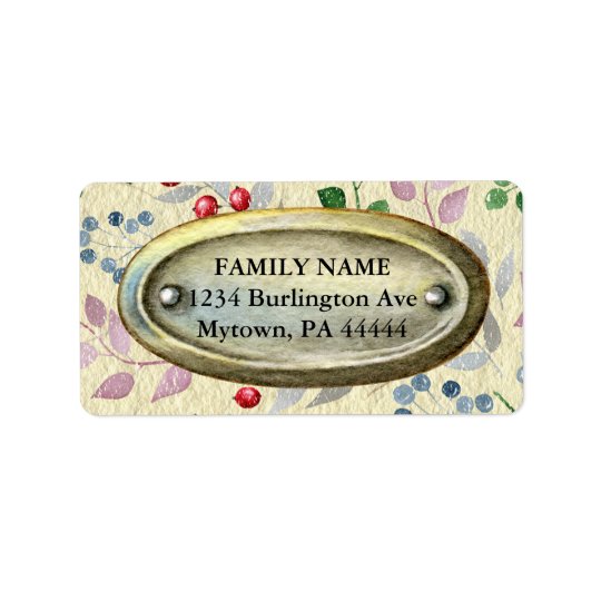 Vintage Metal on Floral Parchment Address Label