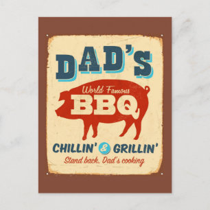 Vintage metal sign - Dad's BBQ Postcard