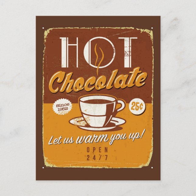 Vintage metal sign - Hot Chocolate Postcard (Front)