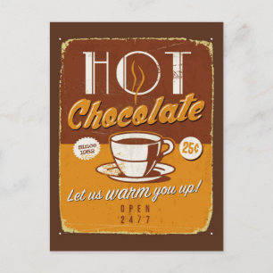 Vintage metal sign - Hot Chocolate Postcard