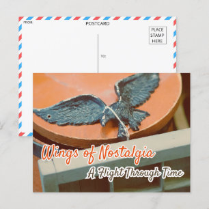 Vintage Metallic Bird Figurine Postcard