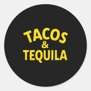 Vintage mexican fiesta tacos & drinking classic round sticker
