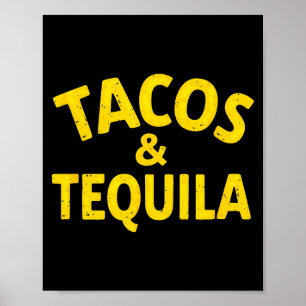 Vintage mexican fiesta tacos & drinking poster