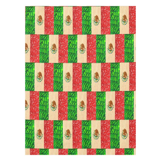 Vintage Mexican Flag Tablecloth (Front)