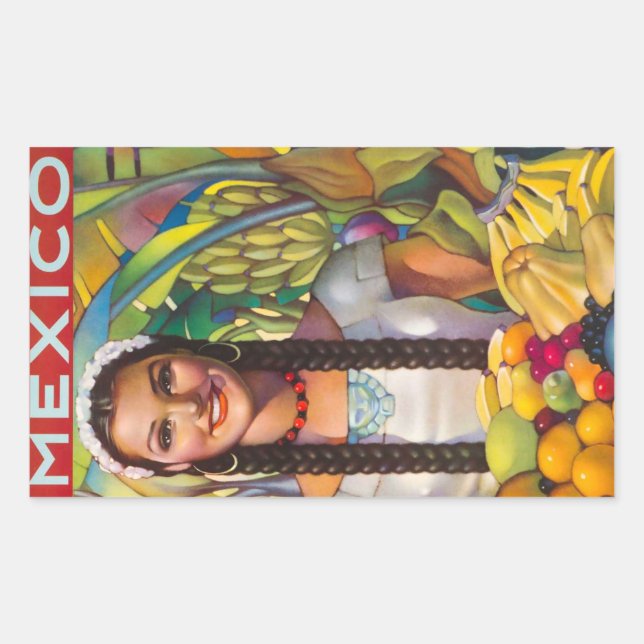 Vintage Mexican Fruit Rectangular Sticker (Front)