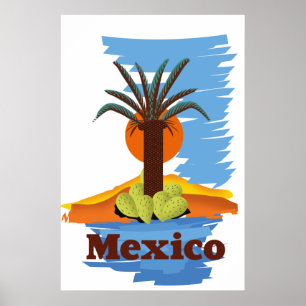 Vintage mexican Palm cartoon Poster
