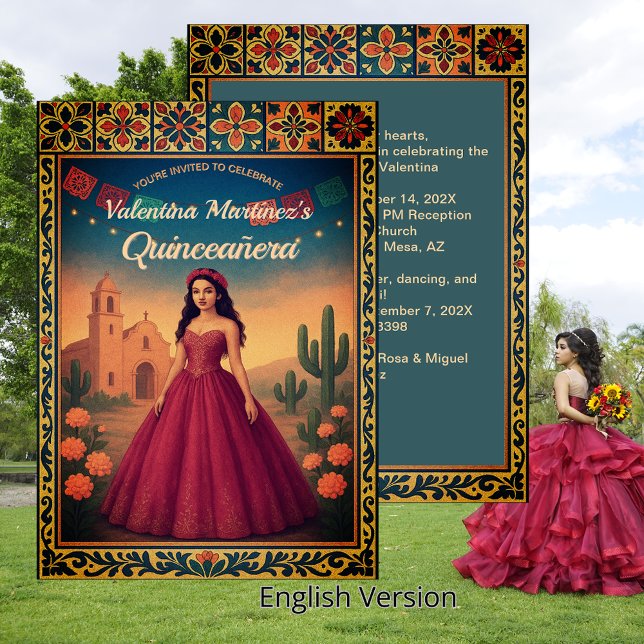 Vintage Mexican Quinceañera 15th Birthday Invitation (Vintage Mexican Quinceañera 15th Birthday Invitation)