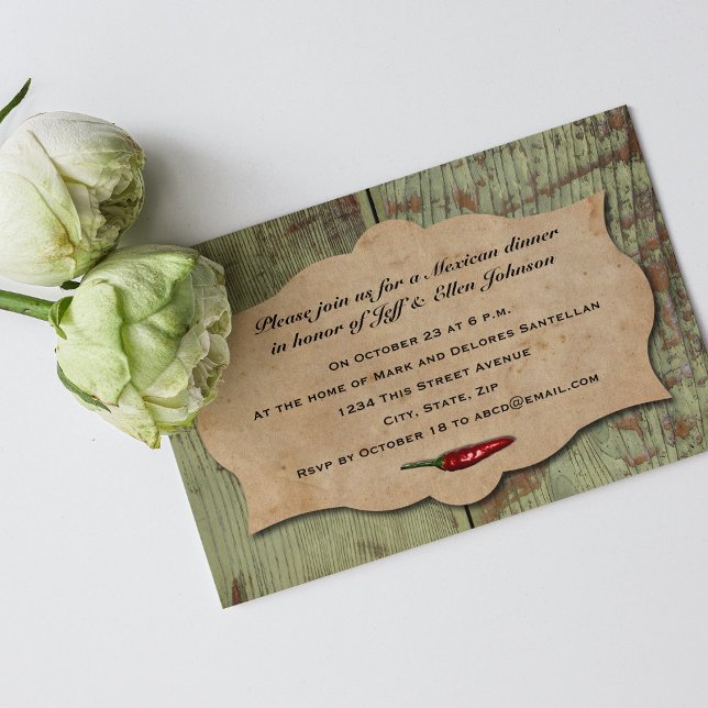 Vintage Mexican Red Chilli Peppers Party Invitation (Creator Uploaded)
