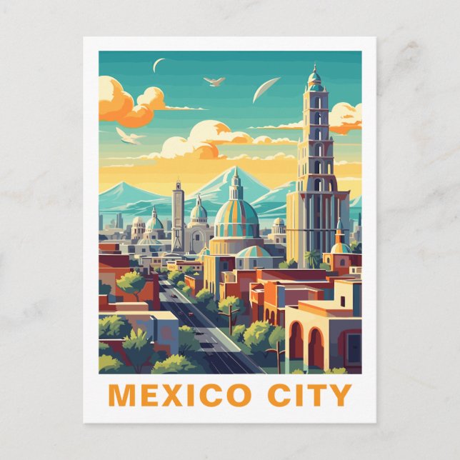 Vintage Mexico City, Mexico: Travel Postcard (Front)