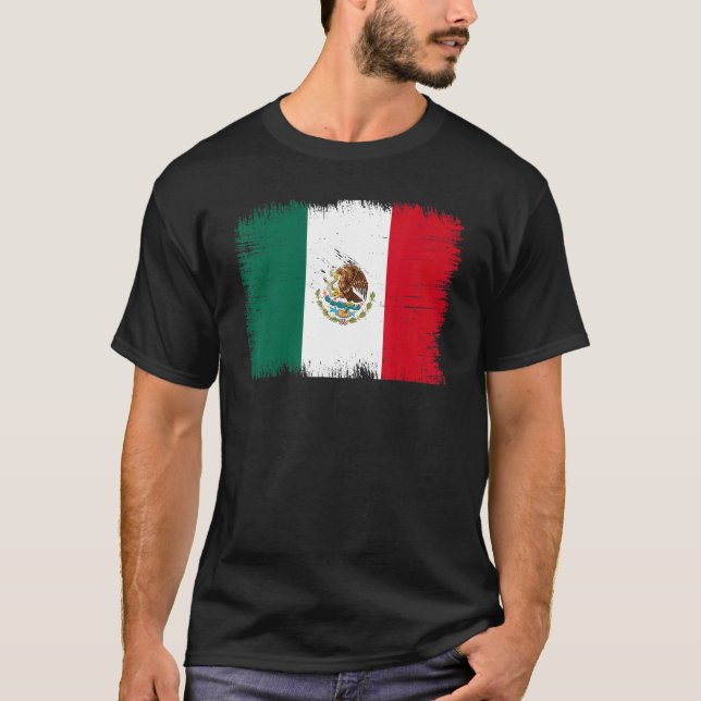 Vintage Mexico Flag Mexican Independence Day T-Shirt (Front)