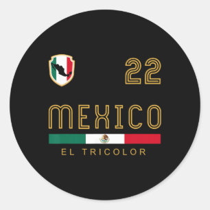 Vintage Mexico Footbyll Flags Fan Gift Classic Round Sticker