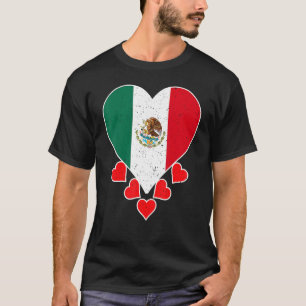 Vintage Mexico Love Heart Flag For Mexican Pride T-Shirt