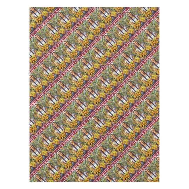 Vintage Mexico Travel Tourism Advertisement Tablecloth (Front)