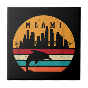 Vintage Miami 80s Dolphin Silhouette Souvenir Dolp Ceramic Tile