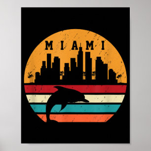 Vintage Miami 80s Dolphin Silhouette Souvenir Dolp Poster