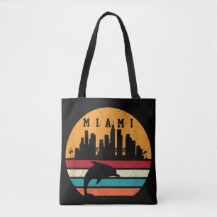 Vintage Miami 80s Dolphin Silhouette Souvenir Dolp Tote Bag
