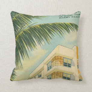 Vintage Miami Art Deco Throw Pillow