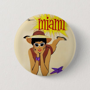 Vintage Miami Beach 6 Cm Round Badge