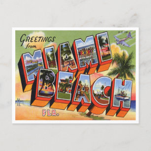 Vintage Miami Beach Announcement Postcard