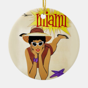 Vintage Miami Beach Ceramic Tree Decoration