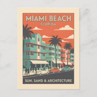 Vintage Miami Beach Florida Art Deco Travel Postcard