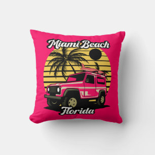 Vintage Miami Beach Florida Cushion