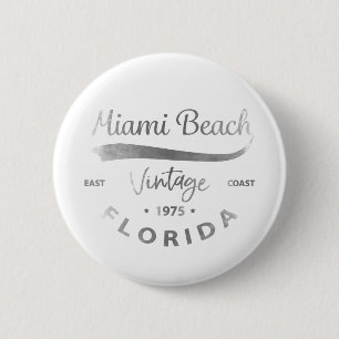 Vintage Miami-Beach-Florida Logo Grey 6 Cm Round Badge