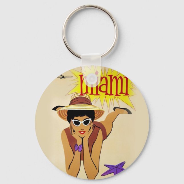 Vintage Miami Beach Key Ring (Front)