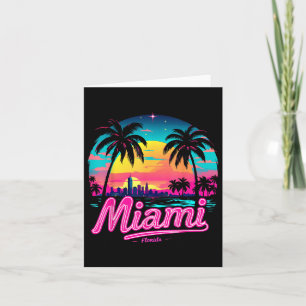 Vintage Miami Beach – Retro 305 Florida Sunset Gra Card