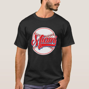 Vintage Miami Cityscape Baseball For Men Women Ki T-Shirt
