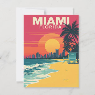 Vintage Miami Florida Beach Sunset Postcard
