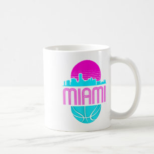 Vintage Miami Florida Cityscape Retro Basketball Coffee Mug