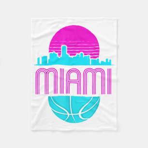 Vintage Miami Florida Cityscape Retro Basketball Fleece Blanket