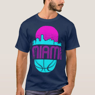 Vintage Miami Florida Cityscape Retro Basketball T-Shirt