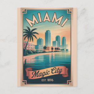 Vintage Miami Florida Magic City Retro Travel Postcard