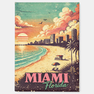 Vintage Miami Florida Travel Illustration Magnet