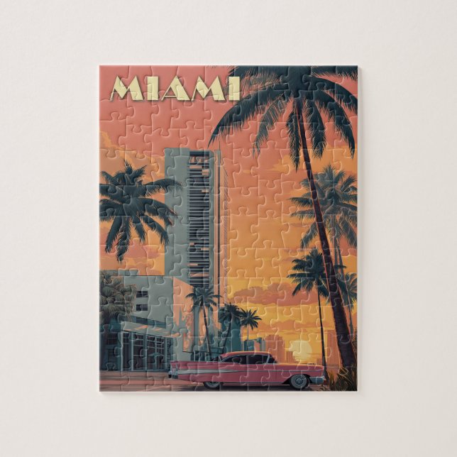 Vintage Miami Florida Travel Jigsaw Puzzle (Vertical)