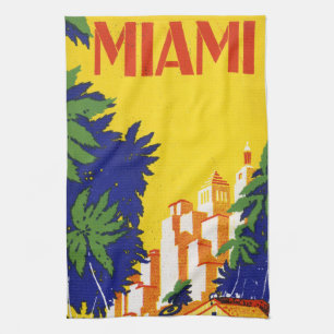 Vintage Miami Florida Travel Tea Towel