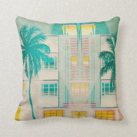 Vintage Miami, Ocean Drive Throw Pillow