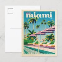 Vintage Miami Pool Postcard