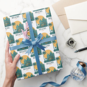 Vintage Miami USA – Retro Beach Skyline Wrapping Paper