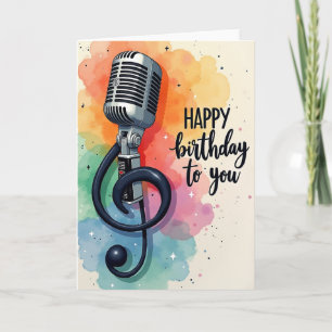 Vintage Mic Birthday Card