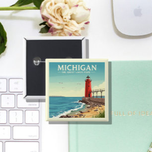 Vintage Michigan 15 Cm Square Badge