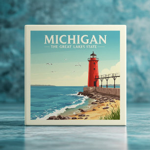 Vintage Michigan Ceramic Tile