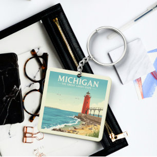 Vintage Michigan Key Ring